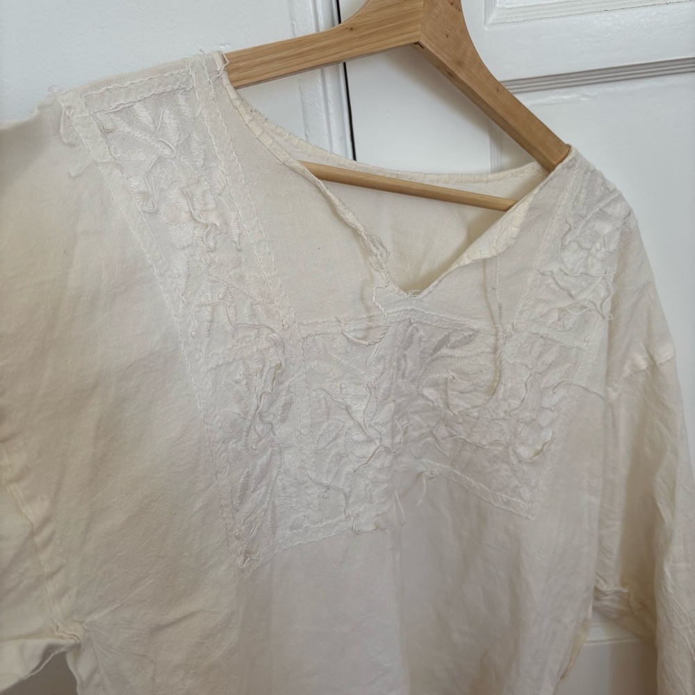 Vintage Embroidered Cream Women's Top - Picture 6 of 12